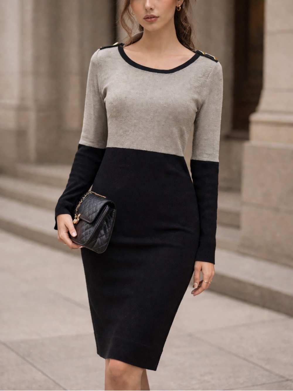 Rag & Bone Quarter Sleeve Colorblock Cotton / Cashmere Sweater Dress size Small